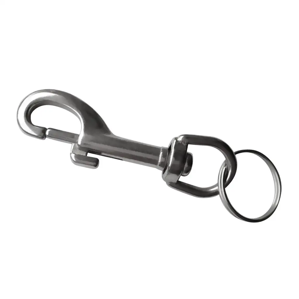 316 Stainless Steel Single Ended  Snap Hook Keyring For Scuba Diving