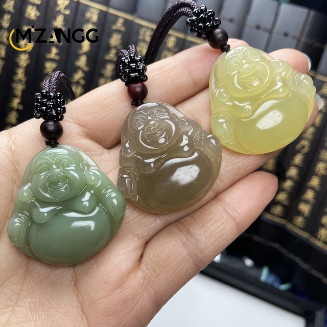 10pcs Certified Natural Chalcedony jade Green Emerald Buddha Necklace  Pendant | eBay