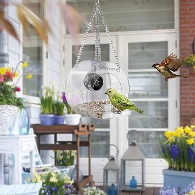 New Bird Feeder with Camera 1080P HD for Outdoor Bird Watching Proof Resistant Water Clear Transparent Bird Feeders House