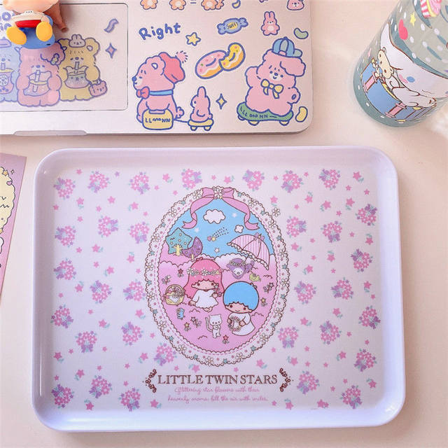 Sanrio Cartoon Snack Tray Kawaii Hello Kitty My Melody Fruit Saucer  Household Imitation Porcelain Plate Cute Children's Plate