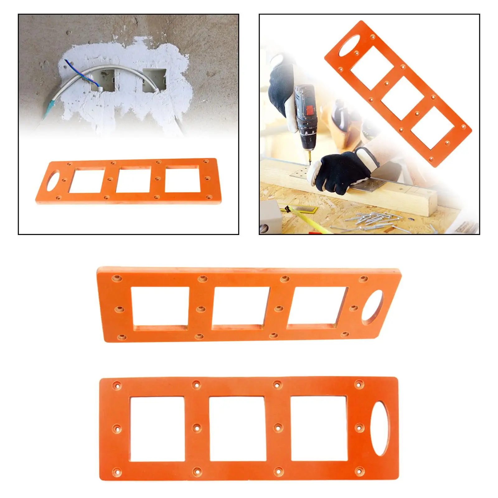 Socket Slotting Template Sturdy Socket Bottom Box Opening Drywall Portable with 12 Positioning Holes Mounting Bracket Template