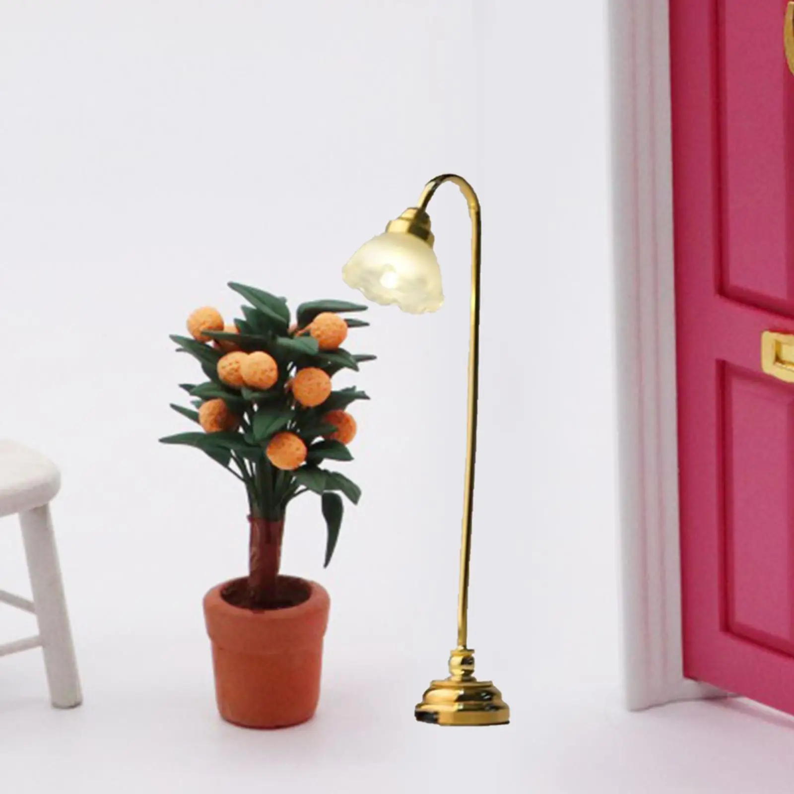 1:12 Miniature Dollhouse Floor Lamp Light Model LED Mini Lamp Miniature Scene Light for Living Room Study Bedroom Decor