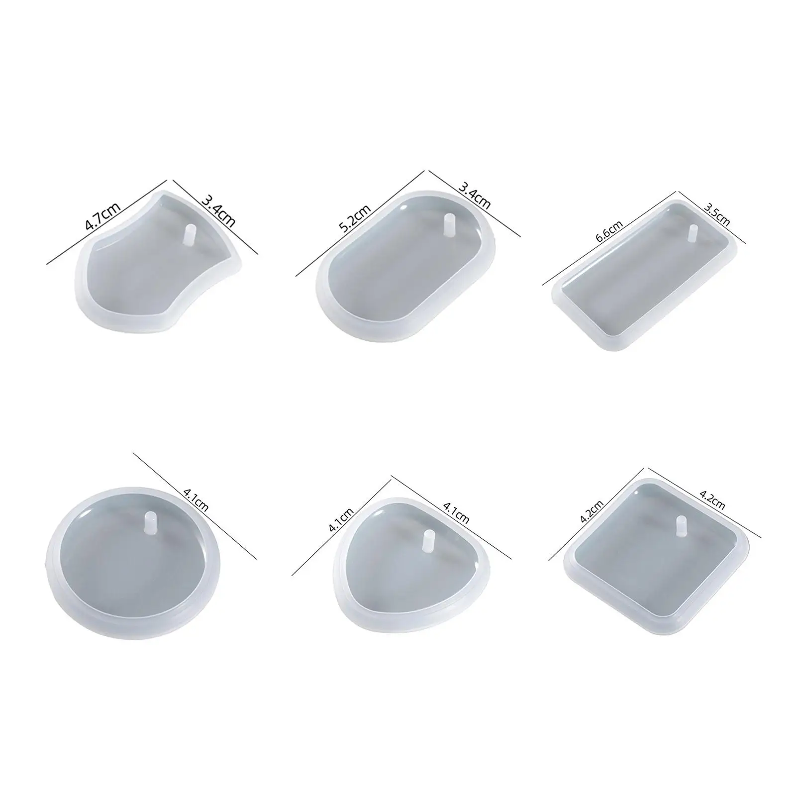 6 Pieces Silicone Resin Pendant Jewellery  with Hanging Hole for DIY Jewelry Craft Making - 6 Shapes