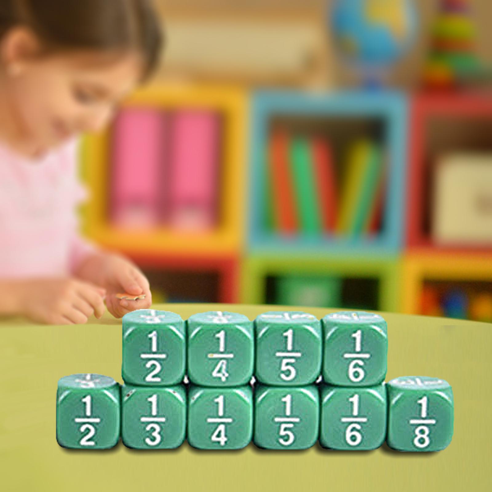 10 Pieces Acrylic Fraction Dice, Educational Kids Math Toys Classroom Games Multiple Representation Fraction Foam Dice