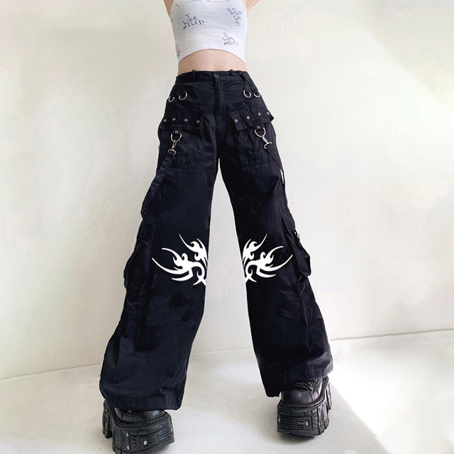 Women's Goth Baggy Jeans Wide Leg E-Girl Grunge Gothic Pants Harajuku Y2k Tripp  Pants Punk Streetwear, E2-blue, Small : : Clothing, Shoes &  Accessories