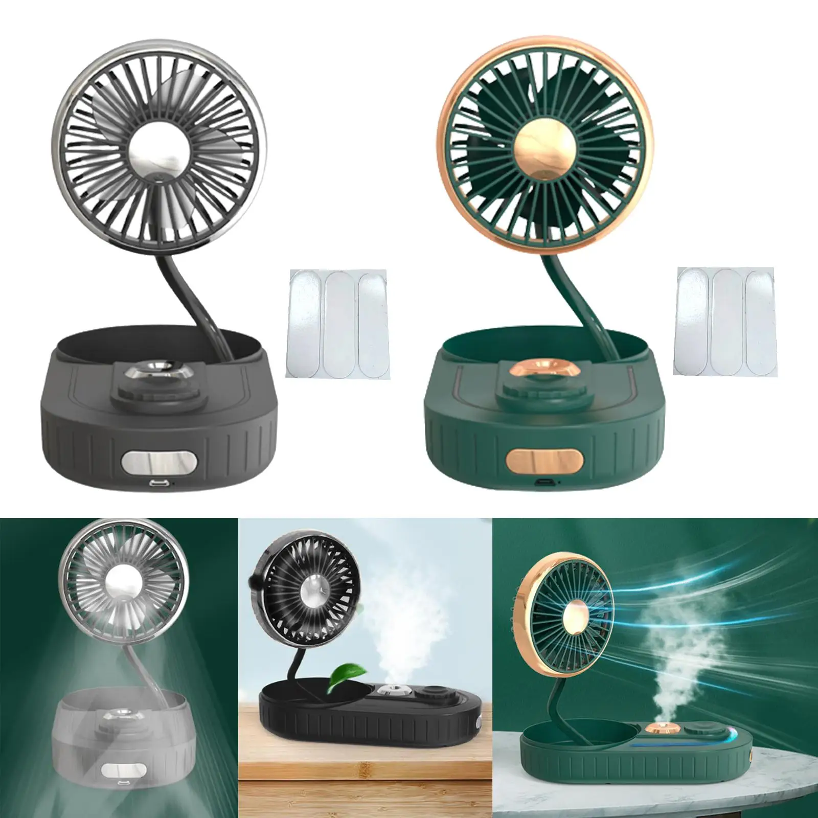 USB Fan Humidifier Dashboard with Light Adjustable Summer Fit for Desktop