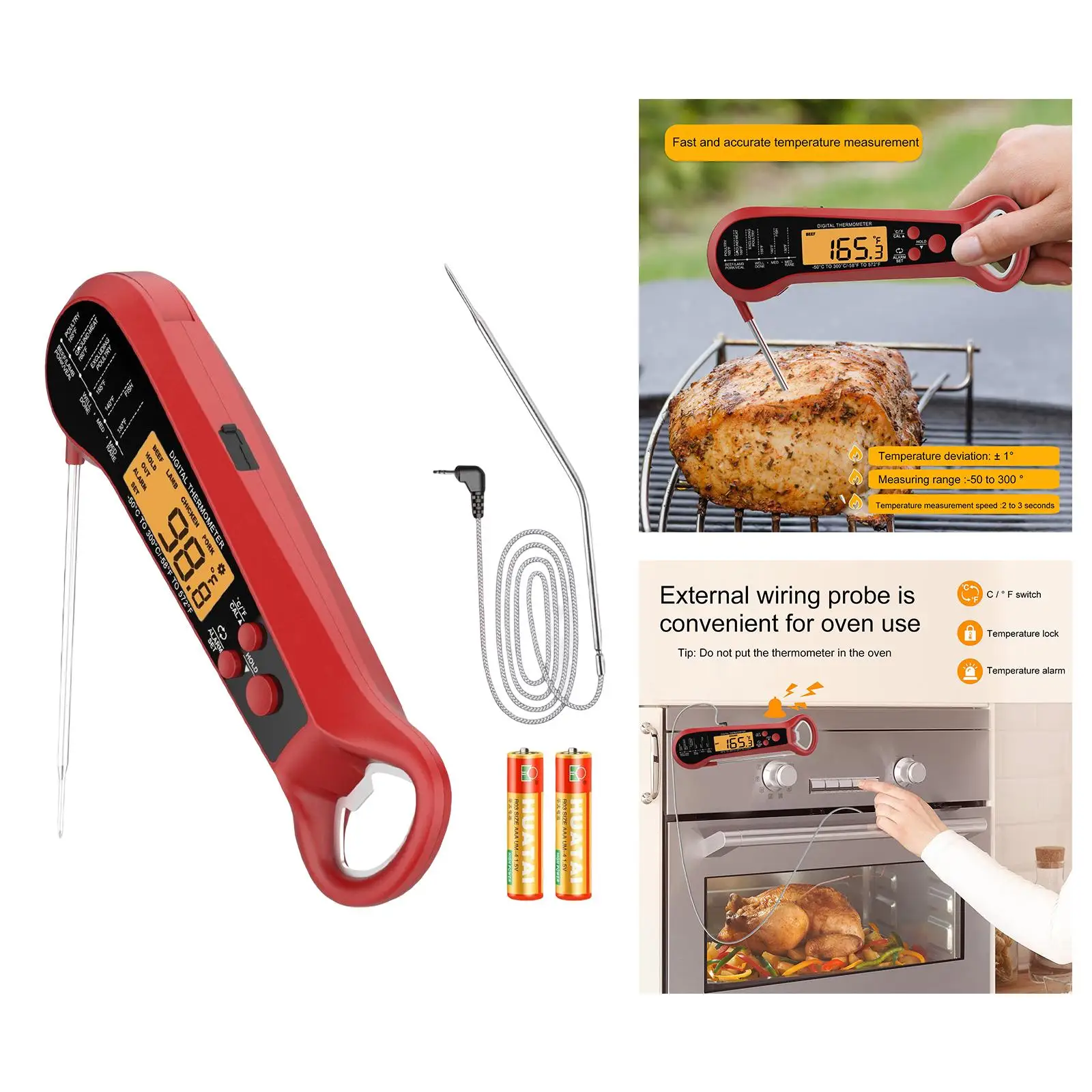 Folding Food Thermometer Meat Thermometer for BBQ Outside Grill Kitchen Thermometer