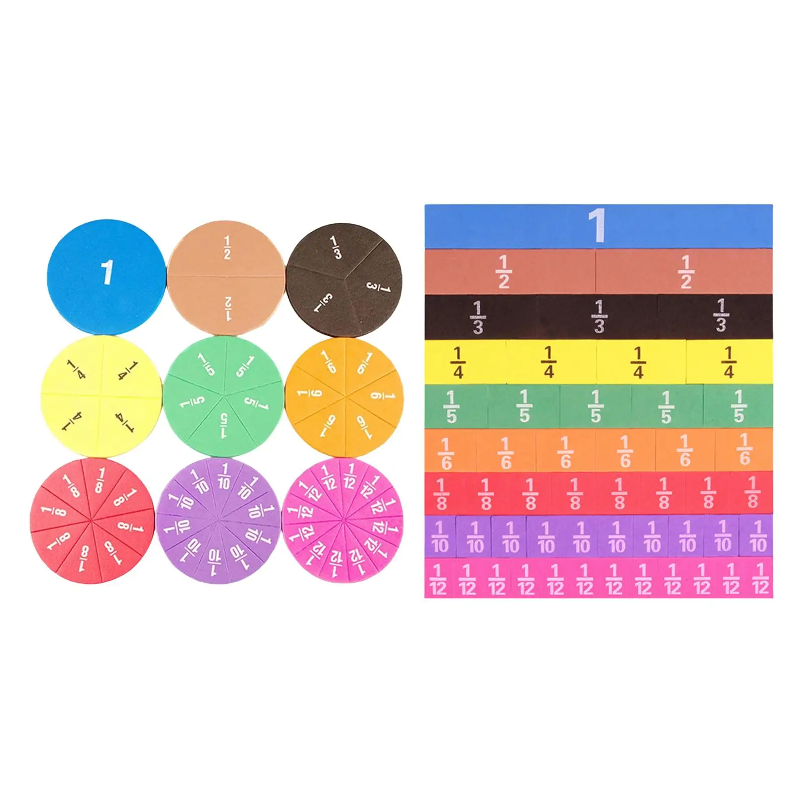 Montessori Fraction Bar and Circles Educational Counting Toy Supplies Math Materials for Preshcool Home Gift Children Kids