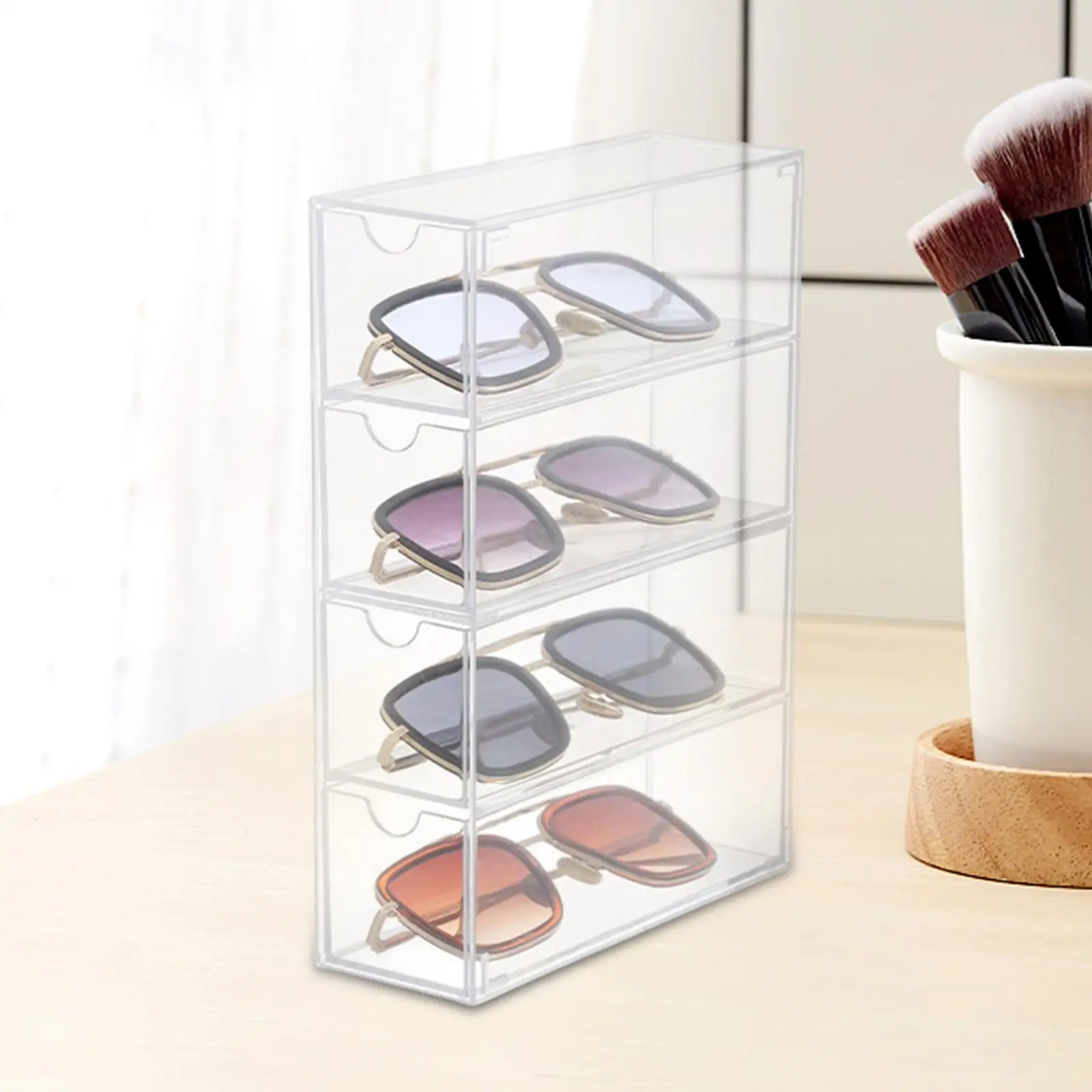 Makeup Organizer 4 Drawers Acrylic Clear Storage Box Container Cosmetic Desk Rack for Countertops Home Glasses Lipstick Office