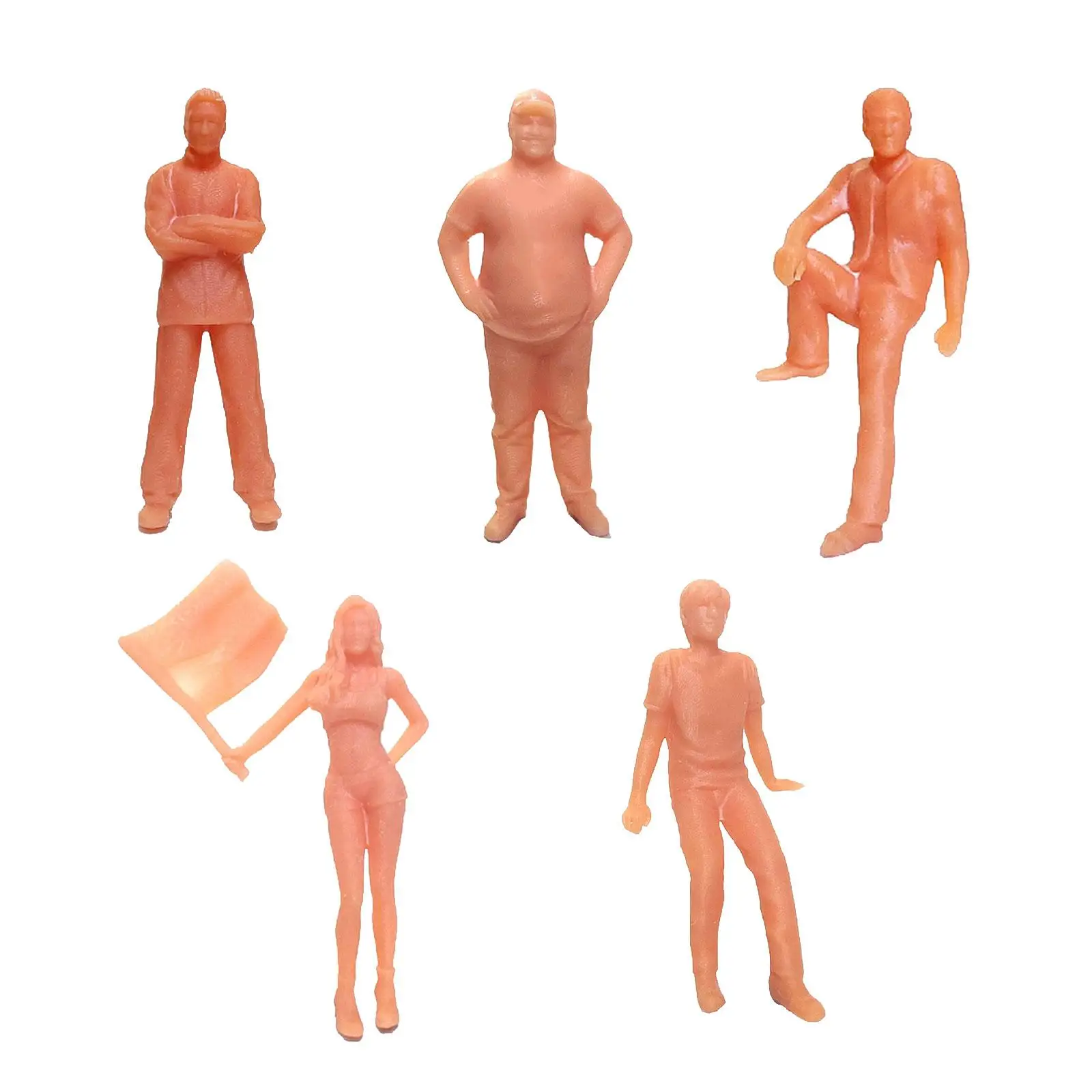 5 Pieces 1/64 Scale People Figure Set Tiny People for DIY Scenery Sand Table
