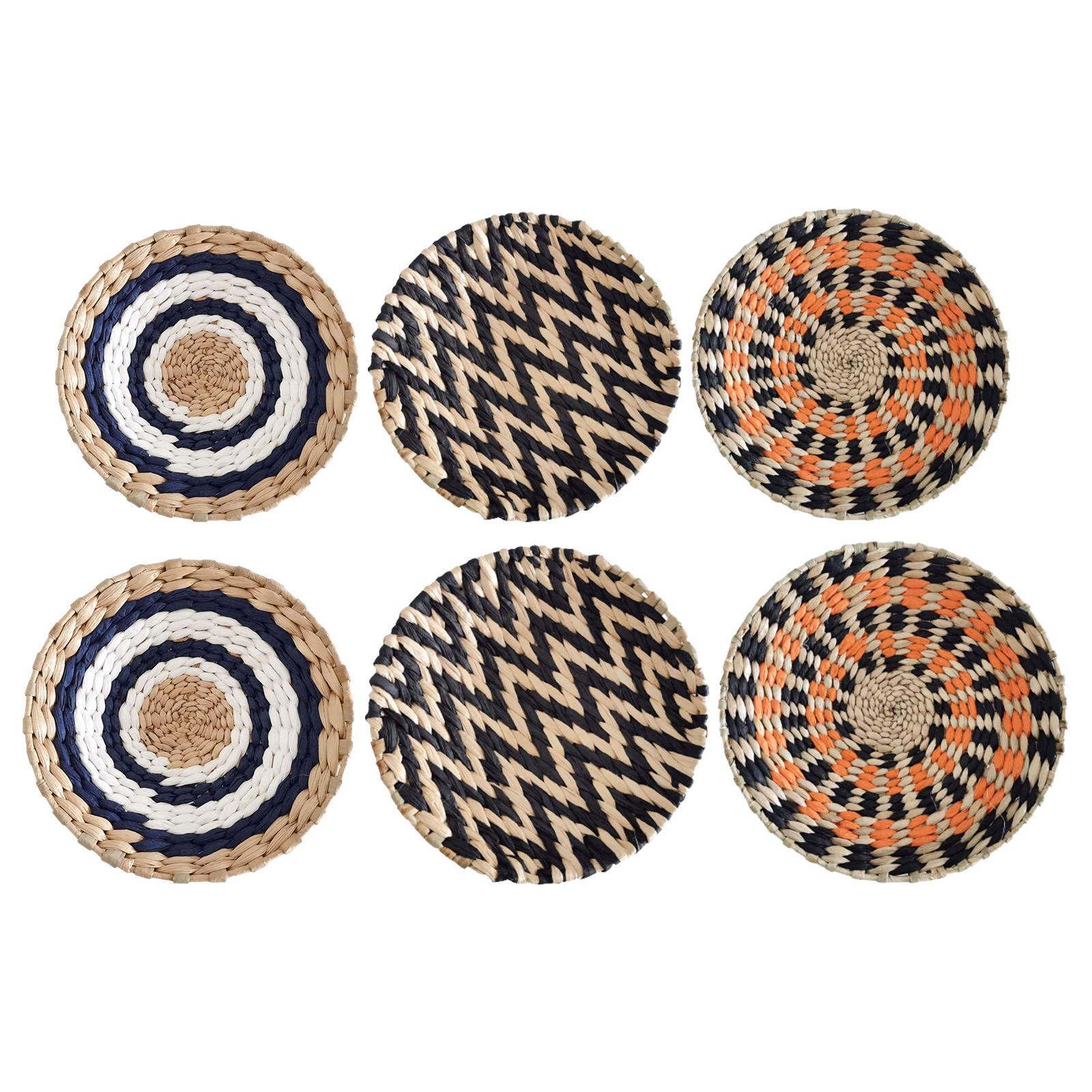 Woven Basket Wall Decor Unique Wall Art Woven Tray Boho Wall Basket Flat Rustic Circular Weave Basket for Living Room Decorative