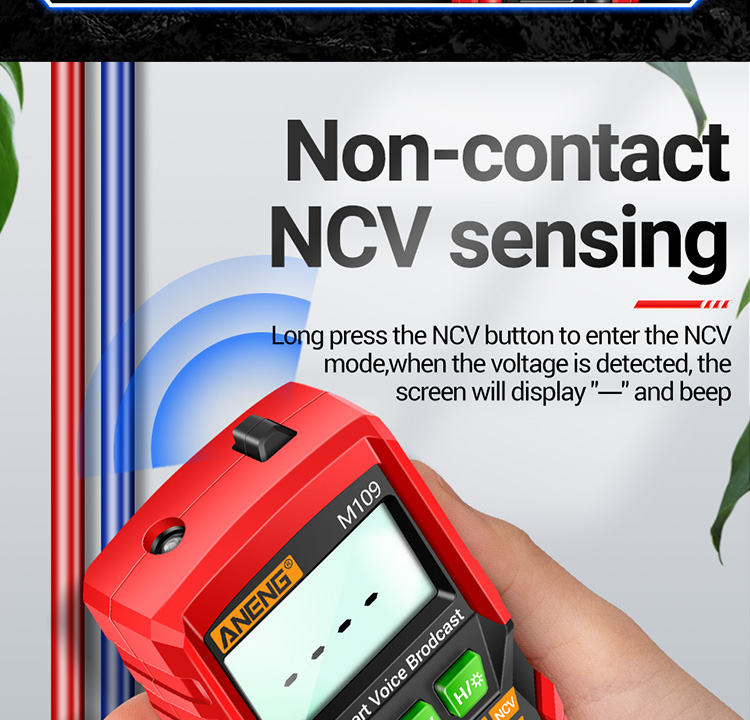 ANENG M109 Smart Multimeter Tester AC/DC Voltage Voice Broadcast Meter NCV Capacitance Continuity Professional Electrical Tools