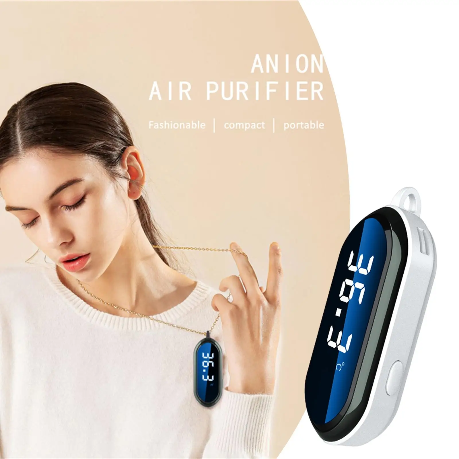 Portable Wearable Personal Necklace Air Freshener USB Charging Smoke Cleansing