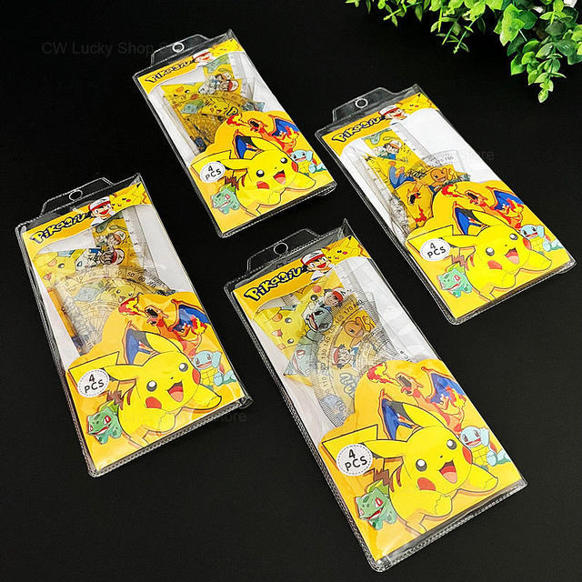 4Pcs Pokemon Pikachu Ruler Stationery Sets Triangular Ruler Protractor  Geometry Maths Drawing Tools Student Stationery Supplies - AliExpress