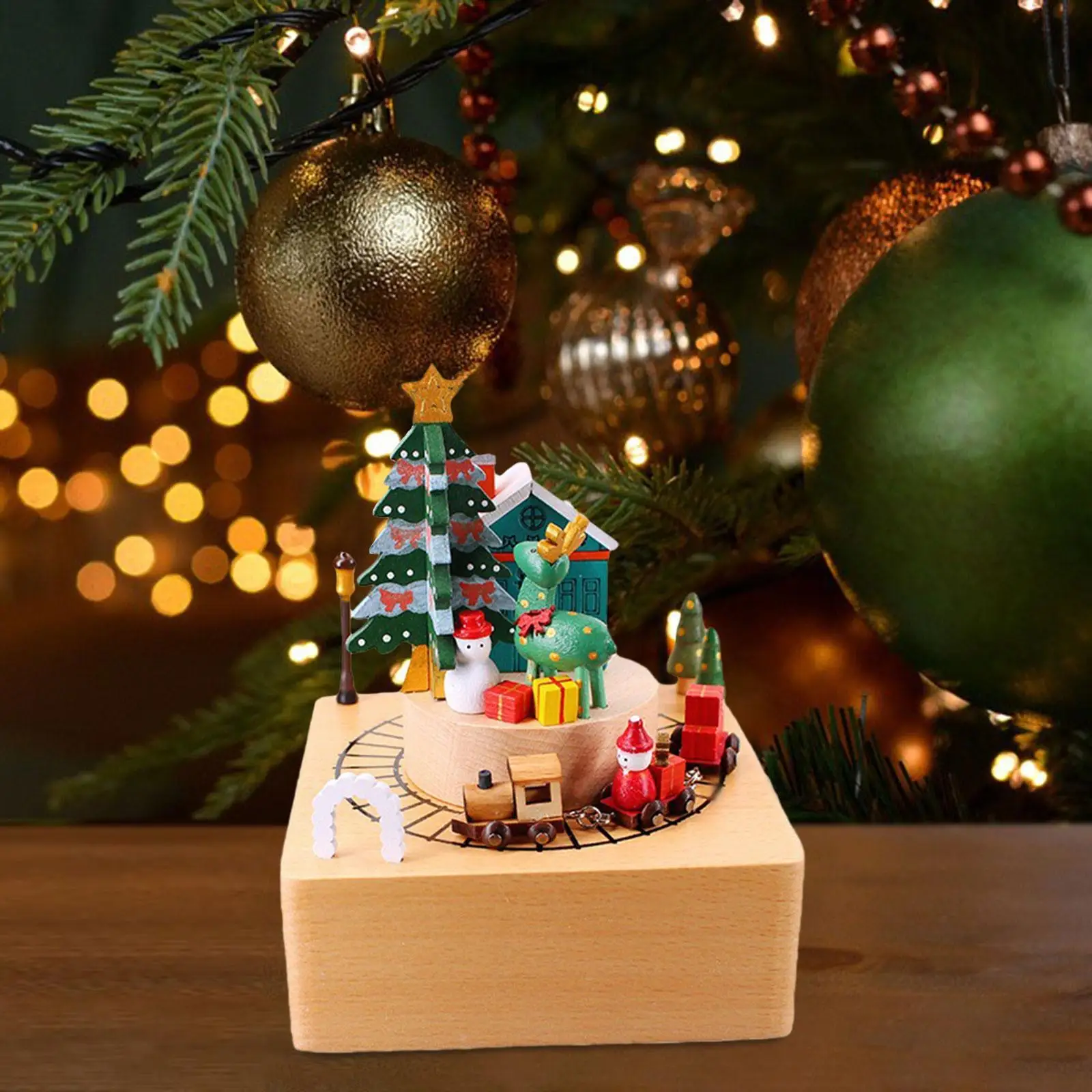 Christmas Musical Boxes Play Merry Christmas Song with Revolving Dolls Creative for Children Holiday Gift Decoration