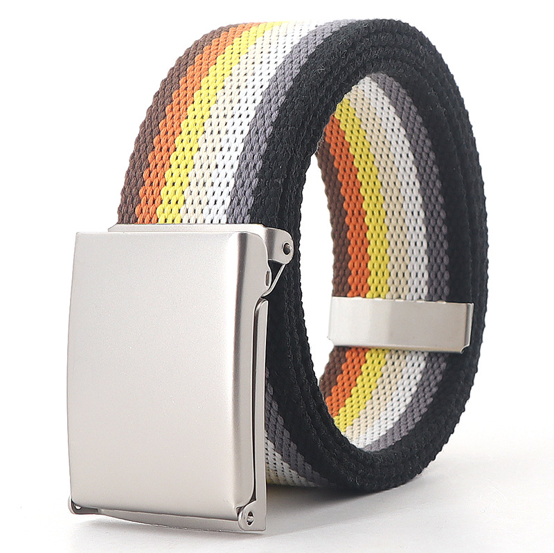 3.8X120cm Simple Design Stripe Rainbow Style Male and Female Students Youth Casual Canvas Jeans Women Belt Clothing Accessories