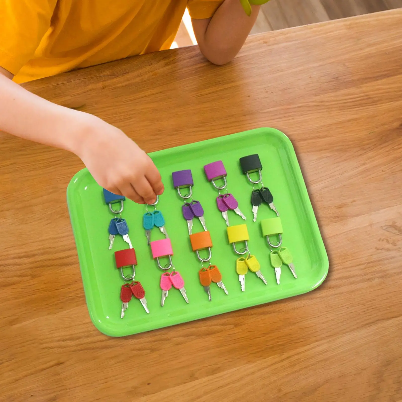 Montessori Locks Keys Tray Set Color Matching Game for Kids Girls