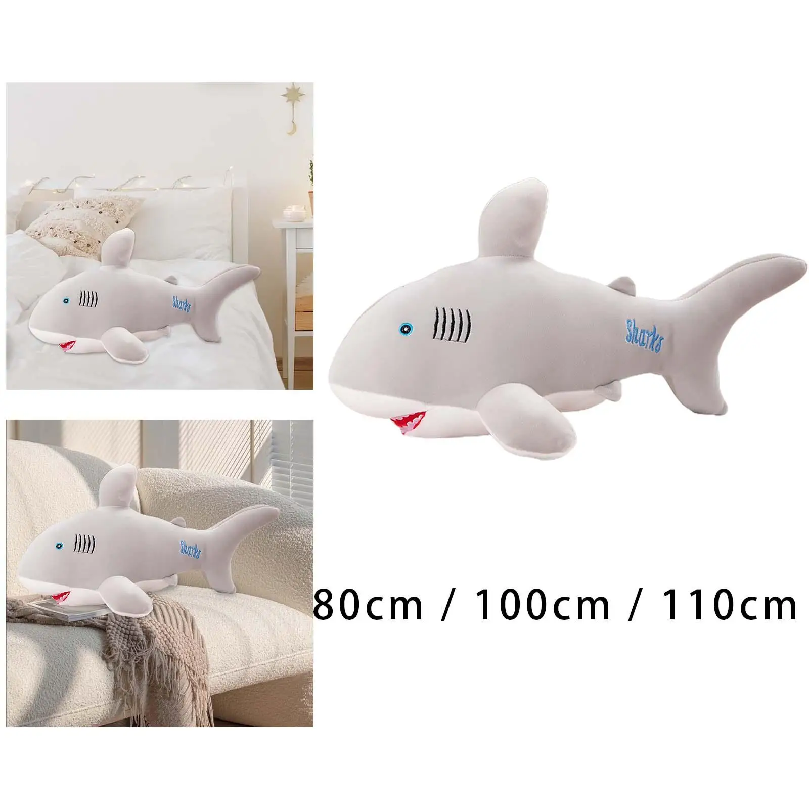 Cute Stuffed Plush Shark Ornament Lovely Adorable Collectible Hugging Pillows for Bedroom Sofa Birthday Easter Valentine