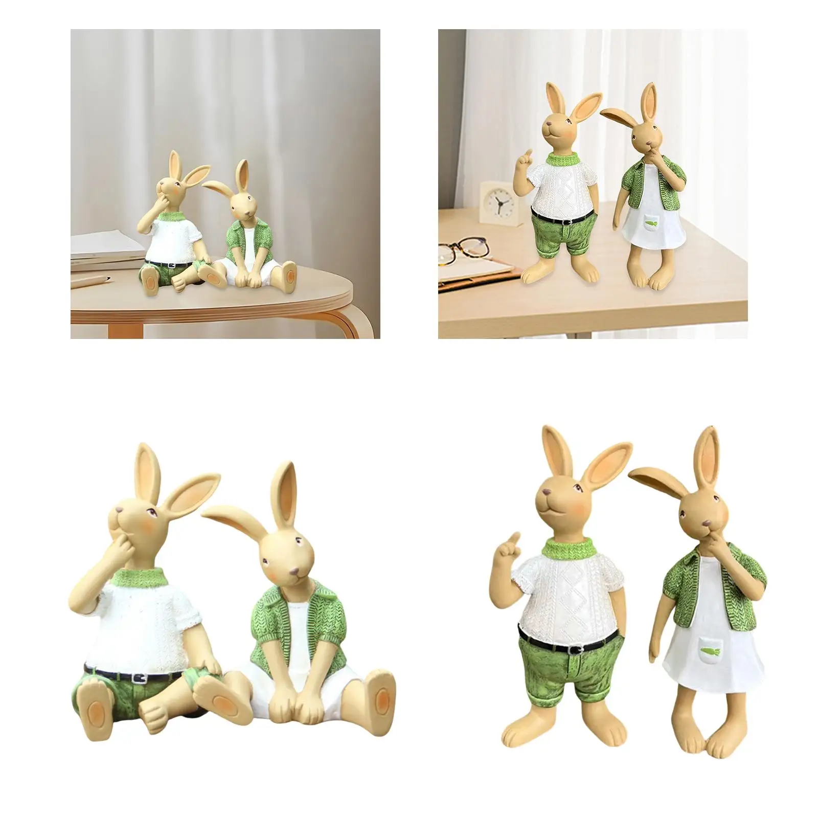 Easter Garden Statues Rabbit Party Decoration Animal Figurines Bunny Animal Figurines for Patio Lawn Backyard Tabletop Indoor