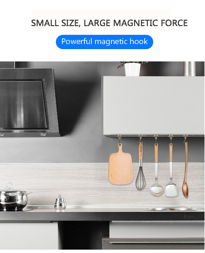 Leistungsstarker magnetischer Haken, starker Magnethaken, Wand-Aufhänger, Haken zum Aufhängen von Schlüsseln für die Aufbewahrung von Zuhause und Küche – Detail 5