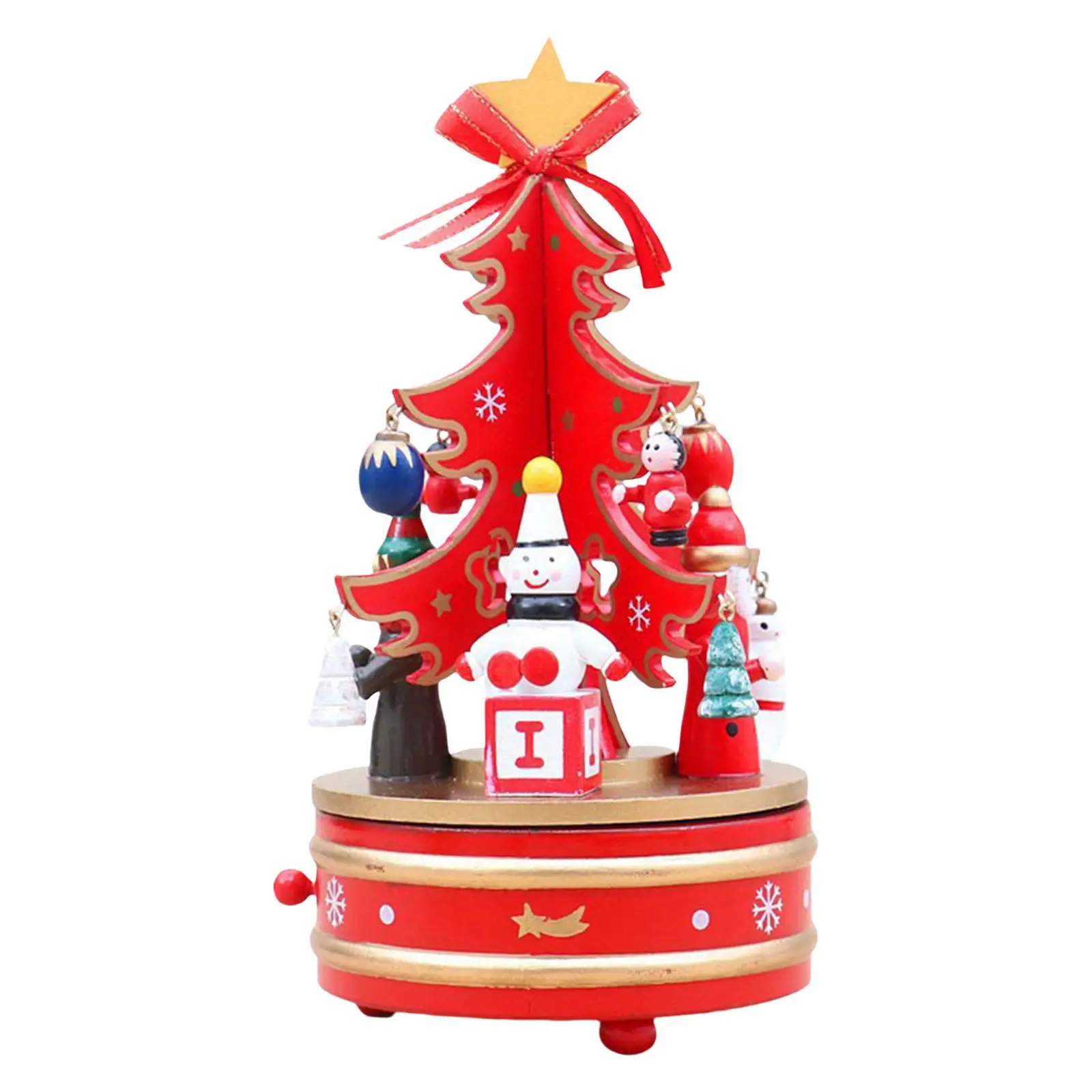 Portable Music Box Rotatable Wooden Musical Box Carousel Decoration Toy for Desktop Party Home Ornament Kids Gift
