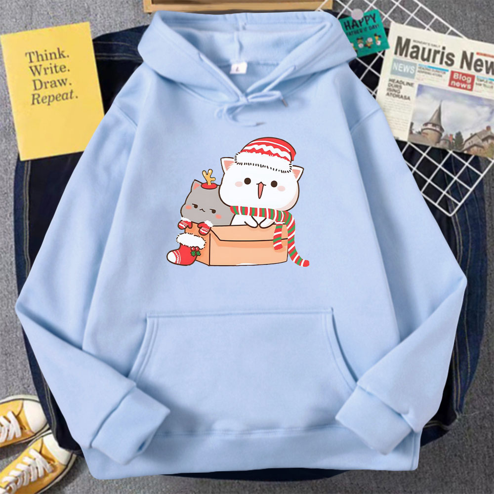 streetwear natal impresso kawaii sweatshirts inverno outono oversize para casais hoddies