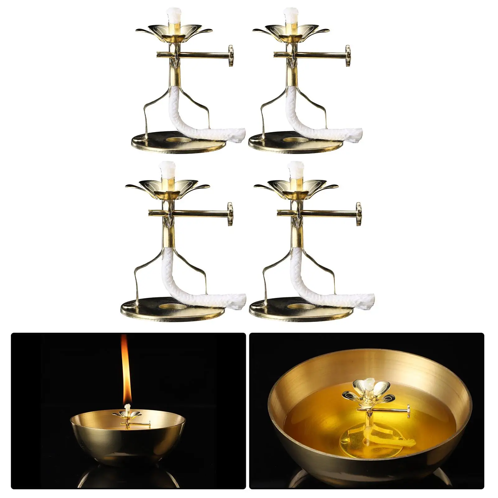  Lamp Wick Holder Wick Lamp Stand Adjustable Tealight Oil Lamp Stand Buddha Ghee Lamp Holder for Party Christmas
