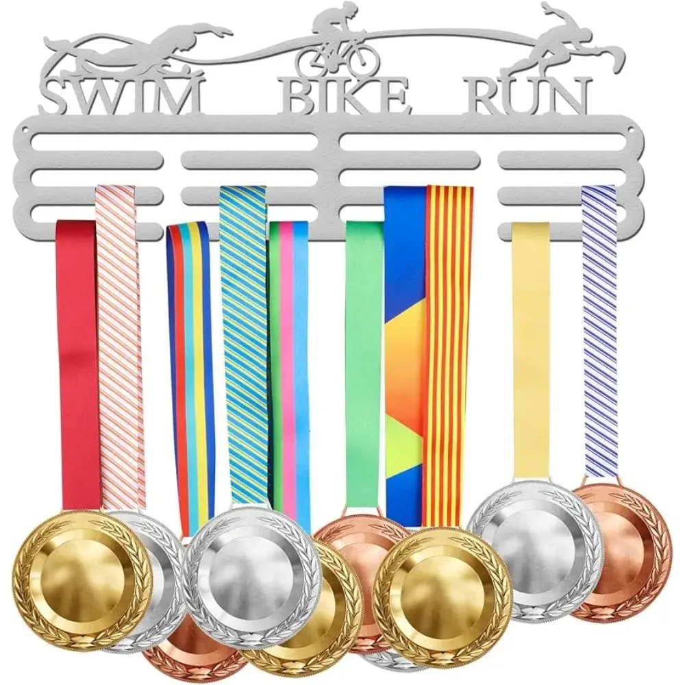 Triathlon Medal Hanger Display, Ferro Medalha Gancho,