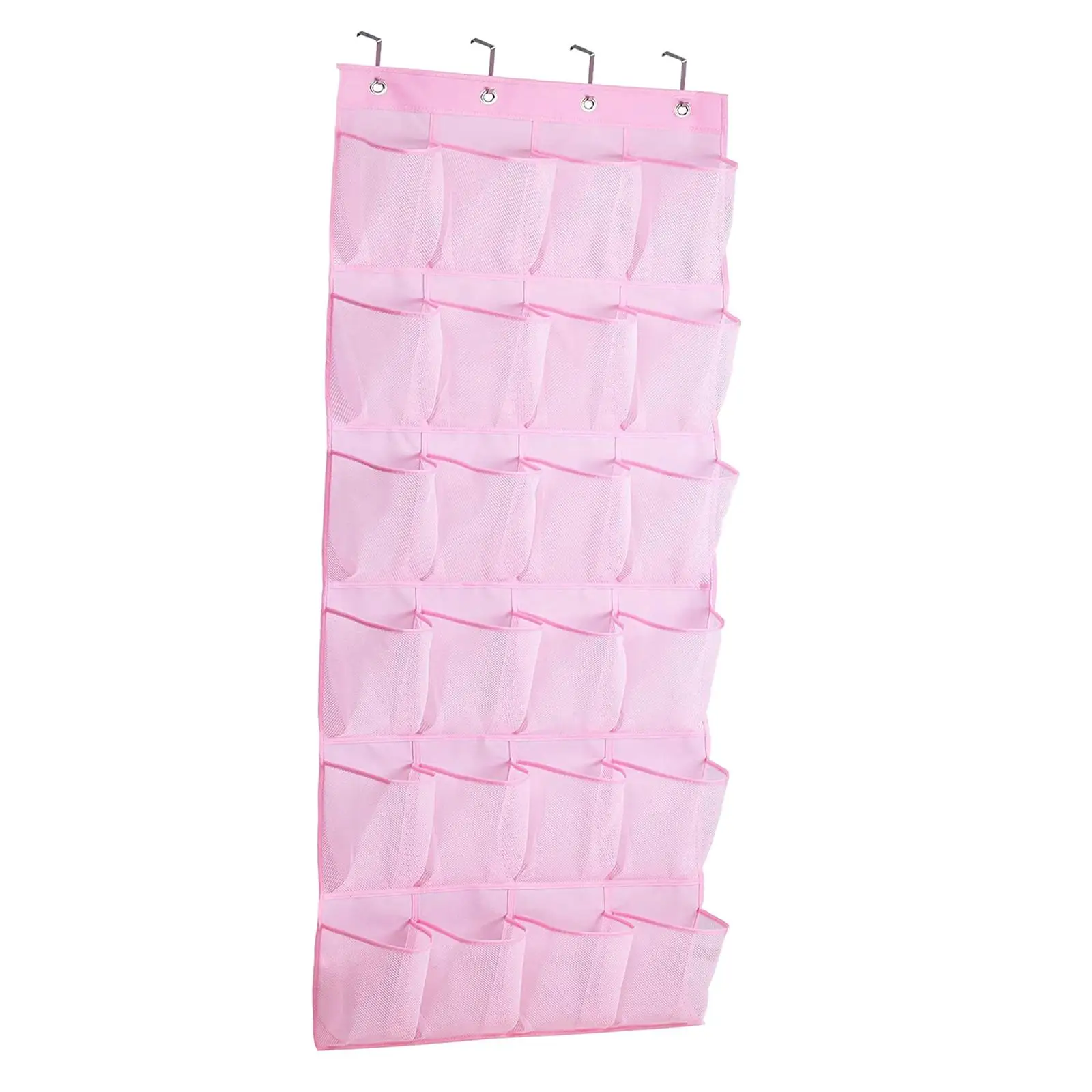 Hanging Shoe Organizer 4 Hooks Accessory 24 Pouches Foldable Durable Over The Door Hanging Shoe Organizer for Living Room Door