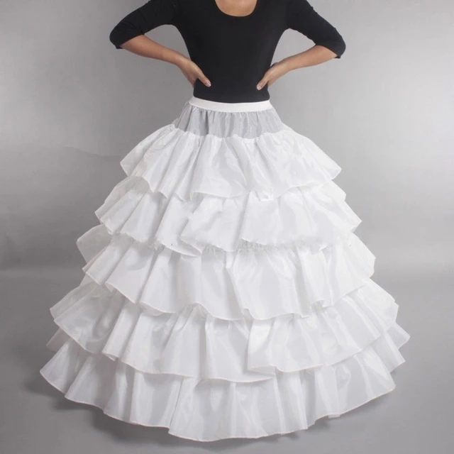 Women Crinoline Petticoat Hoop Skirts White Ball Gown Long Slips Underskirt  for Lolita Cosplay Vintage Party