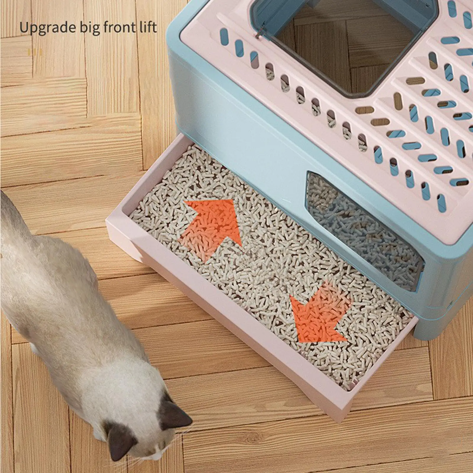 Foldable Cat Litter Box Toilet Hidden Anti Splashing  Enclosed Large Space with Scoop Portable Drawer Type Potty Pet Supplies