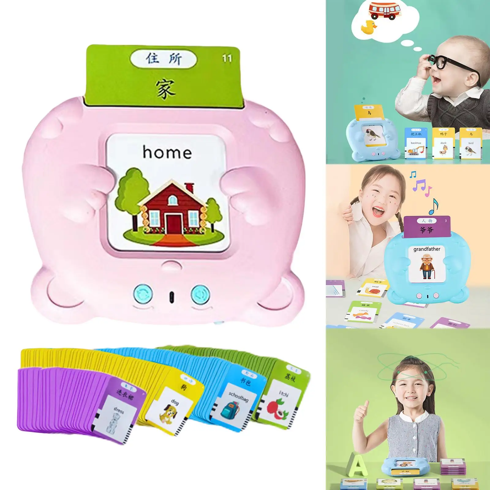 Electronic Talking Flash Cards Preschool Kindergarten English Card Reading Machine for Children Boys Girls Baby Birthday Gifts