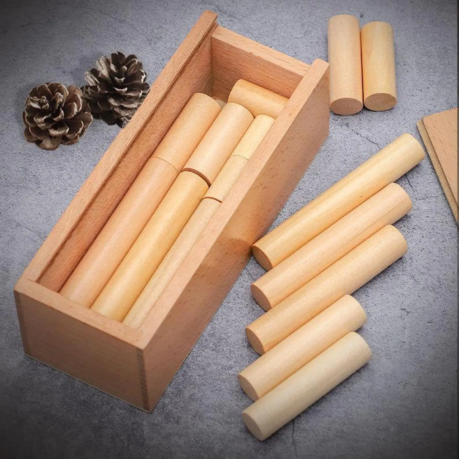 Wooden Cylinder Puzzle Toy Intelligence Brain Development for Kids Adults