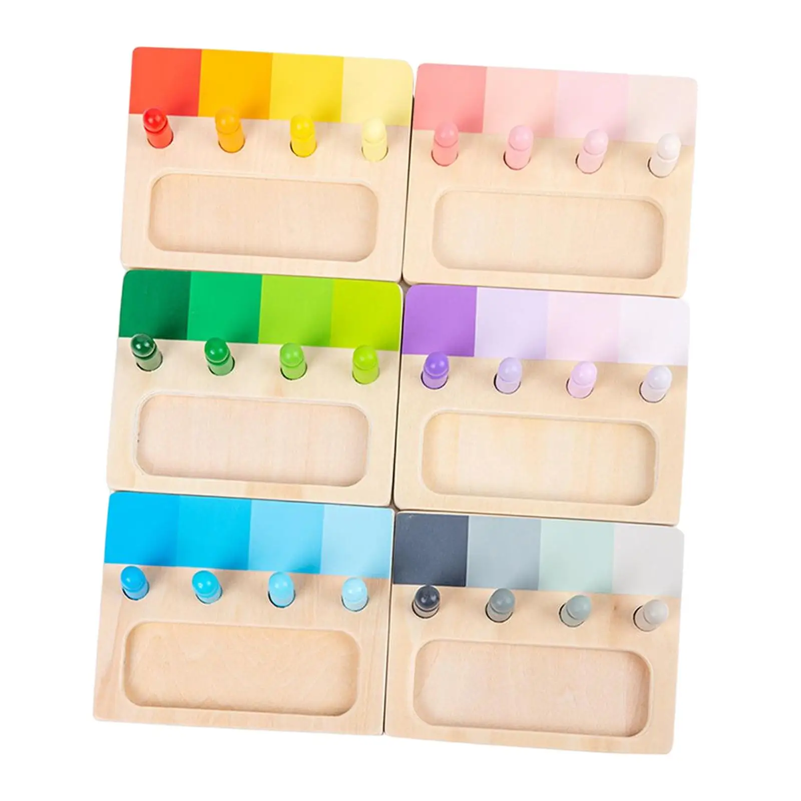 6Pcs Educational Color palette with Chess, Sensorial Educational Tools ,Wood