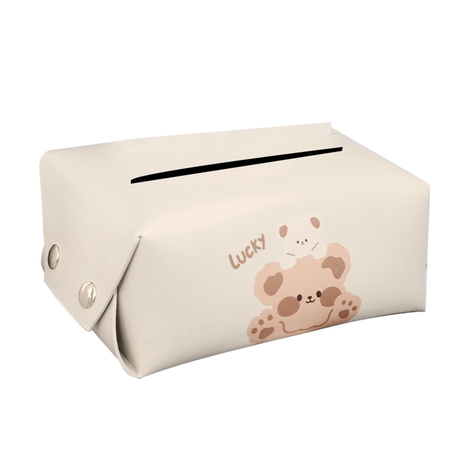 Cute Car Tissue Box Daily Use Tissue Box Holder Car Napkin Case Rectangular PU