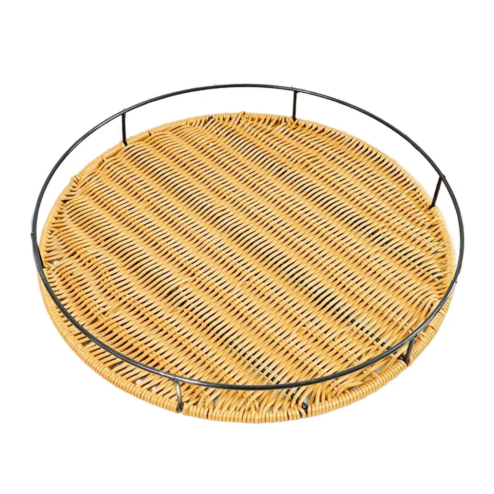Rattan Tray Home Decor Handmade Fruit Storage Organizer Woven Bread Basket for Dinner Bathroom Party Dining Home Kitchen