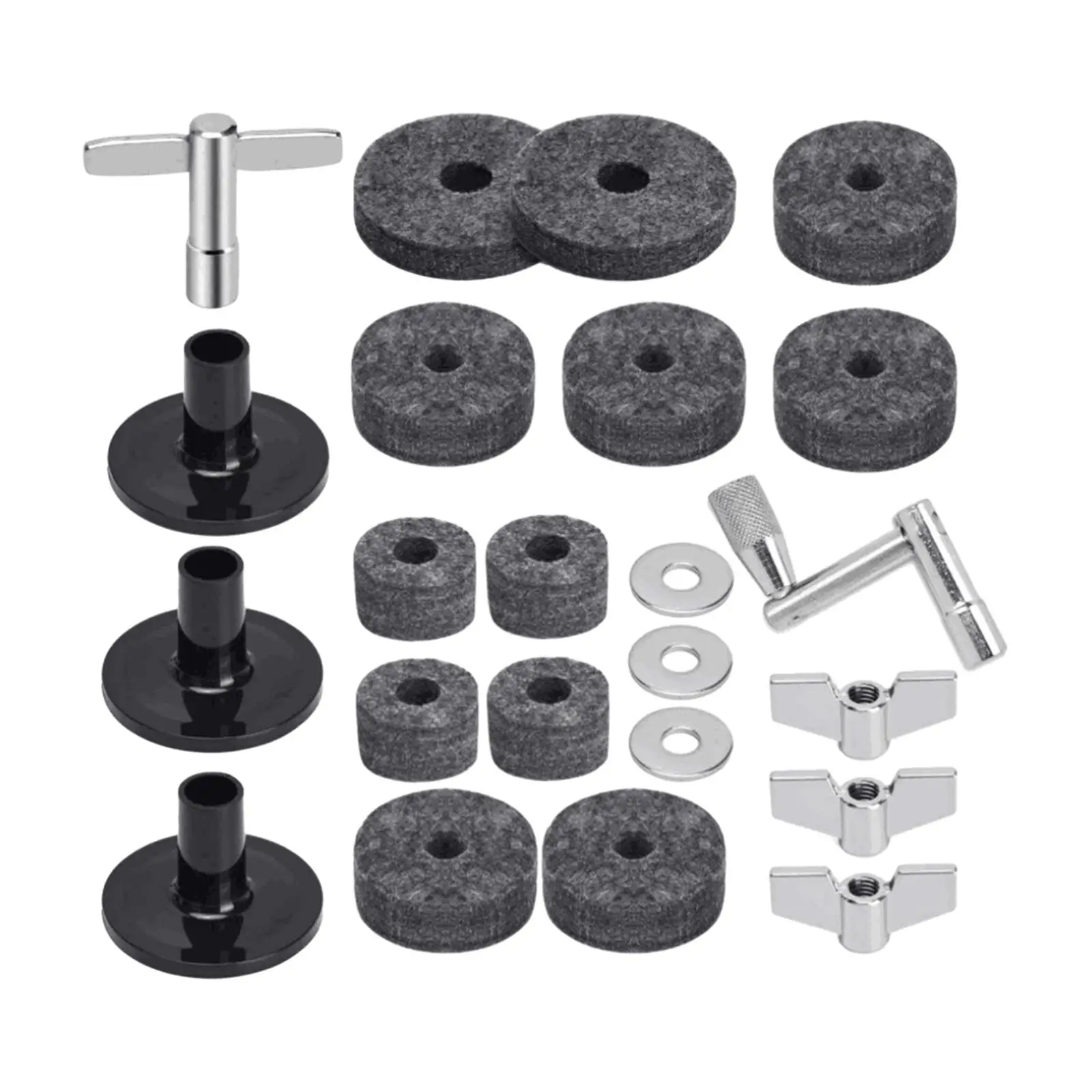 23x Cymbal Sleeve and Felt Washers for Shelf Drum Kits Cymbal Replacement