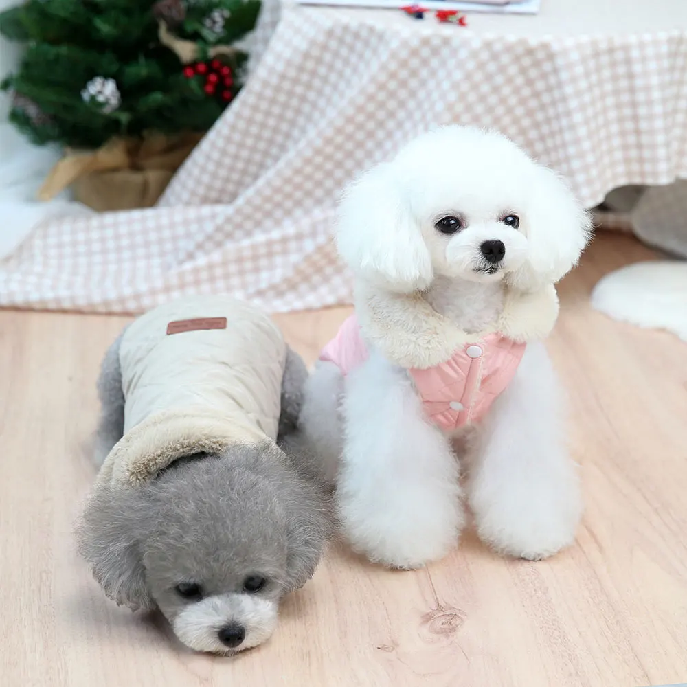 Warm Chihuahua Dog Cat Clothes Winter Fur Collar Small Dogs Puppy Coat Thick Cotton Pet Jacket Outfits Clothes for Small Dog Pug