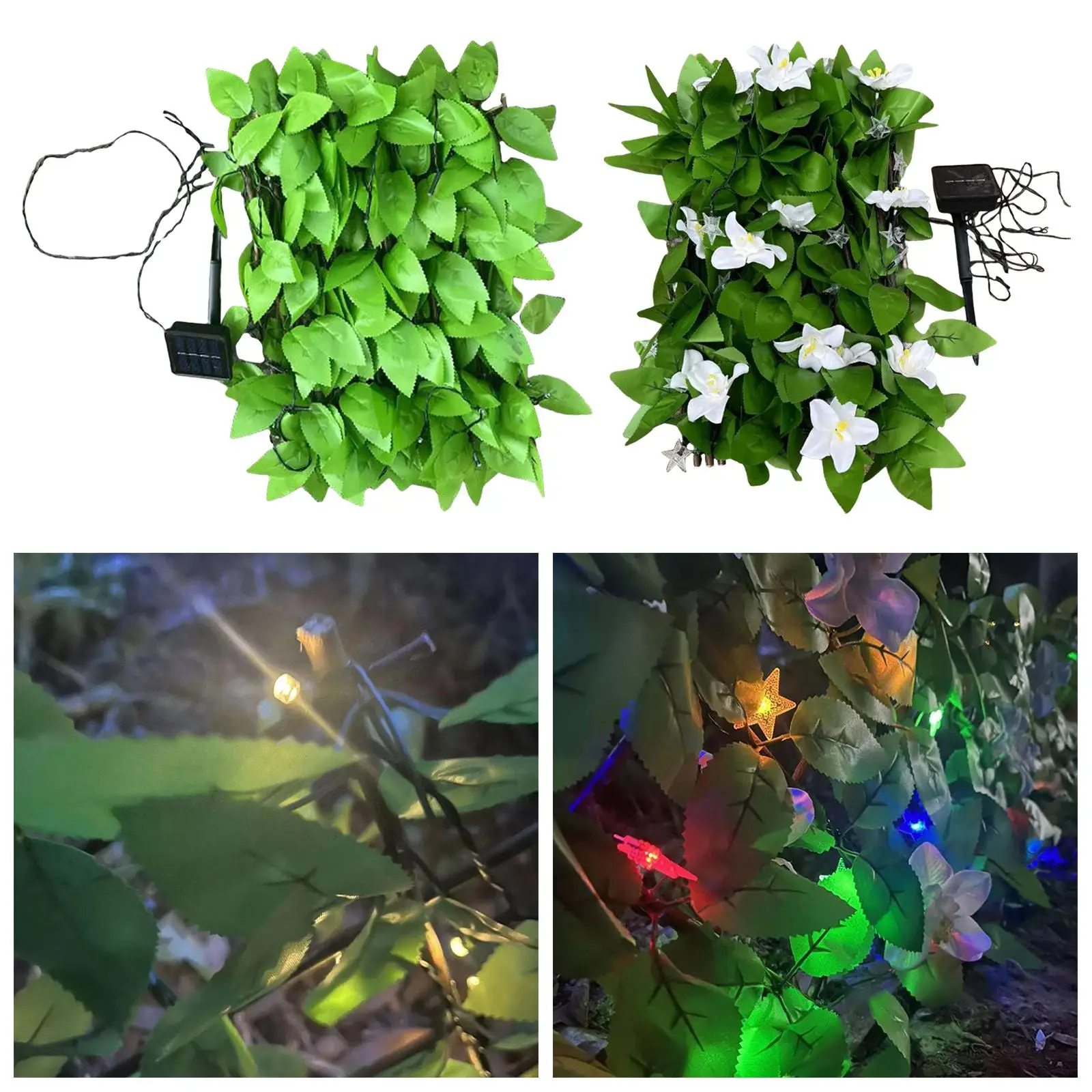 Artificial Ivy Fence Screen with Lights Fence Privacy Screen Decoration Solar LED String Light Hedges for Landscape Backyard