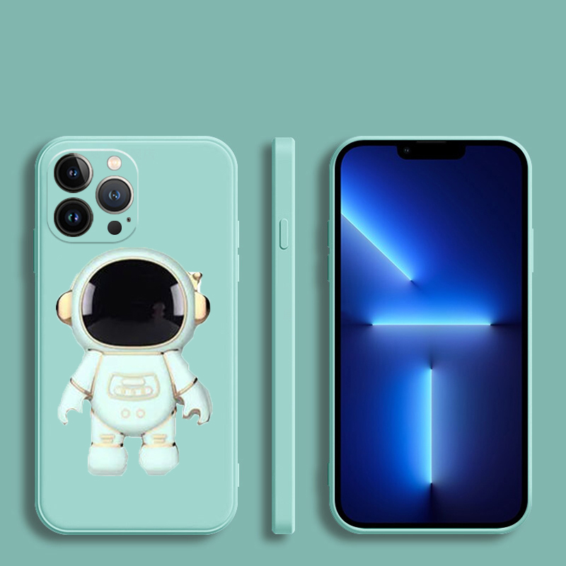 iphone xr case with card holder Astronaut Bracket Silicone Phone Holder Case For iphone 13 12 11 Pro XS Max Mini XR X 8 7 6 6S Plus SE 2020 Soft Back Cover iphone xr case with card holder