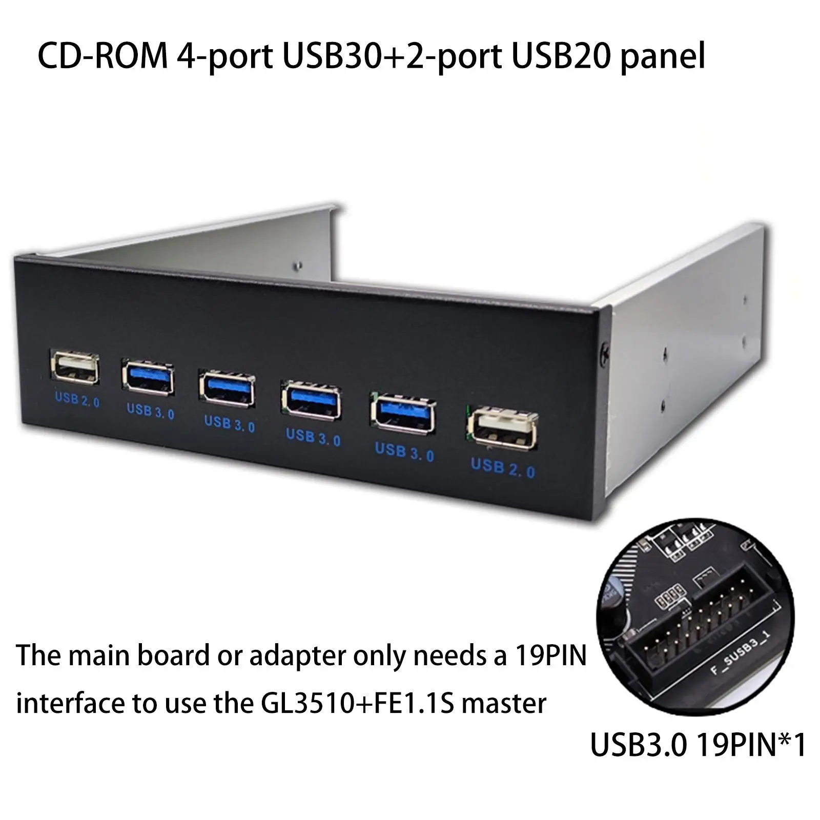 USB Front Panel 4xUSB3.0 + 2x USB2.0 Multifunction Computer Expansion Board for Computer