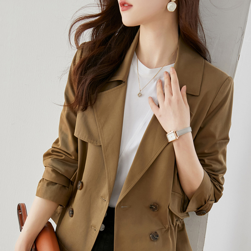 Curto Trench Coat para As Mulheres Moda