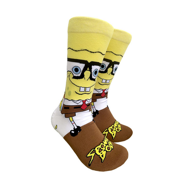 Cartoon Sponge Bobs Socks para Casais, Algodão Puro, Macio, Tubo