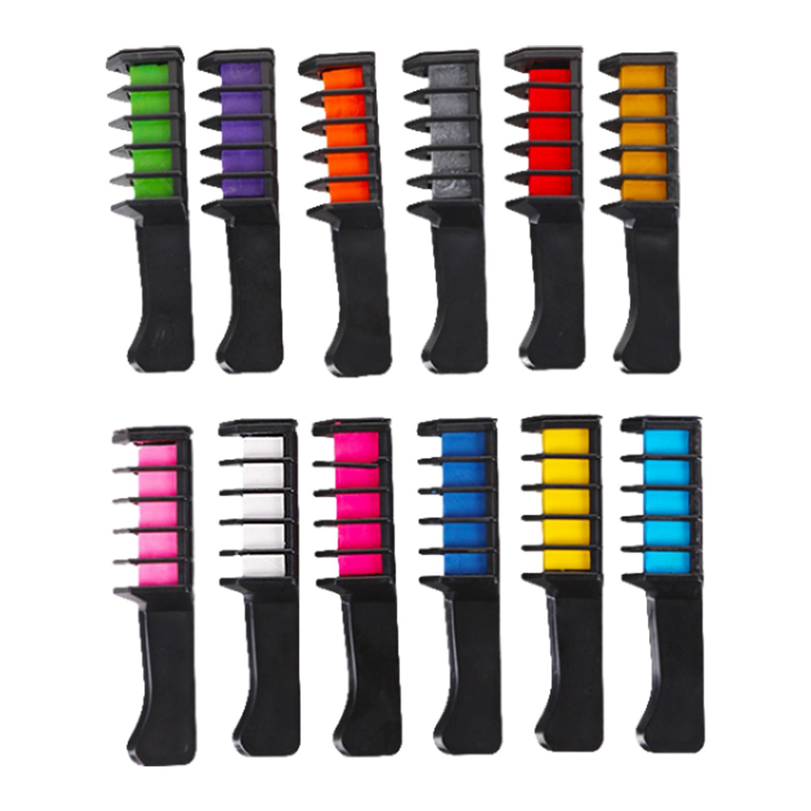 Description Picture 2 of item12 Pieces Disposable Dyeing Combs DIY 12 Colors Easy to Clean Temporary Hair Color Chalk Comb for Birthday Party Cosplay Costume