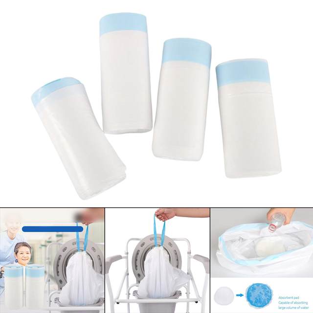 Commode Liners Toilet Bags Universal Drawstring Bag Commode Chair Disposable Large Strong for Elderly Travel Camping