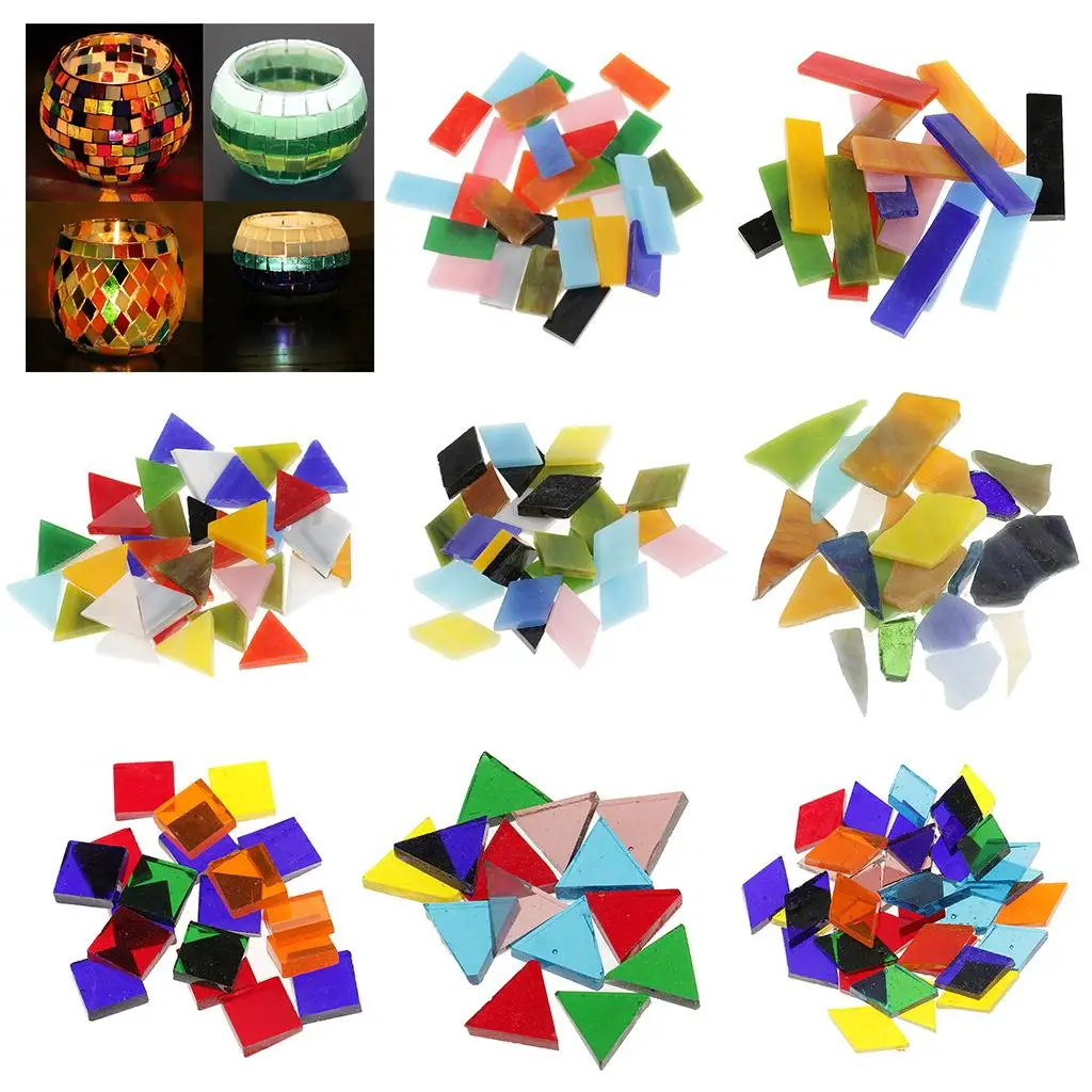  /Pack Irregular Shape Glass Mosaic Tiles for Arts DIY Crafts 10mm-30mm