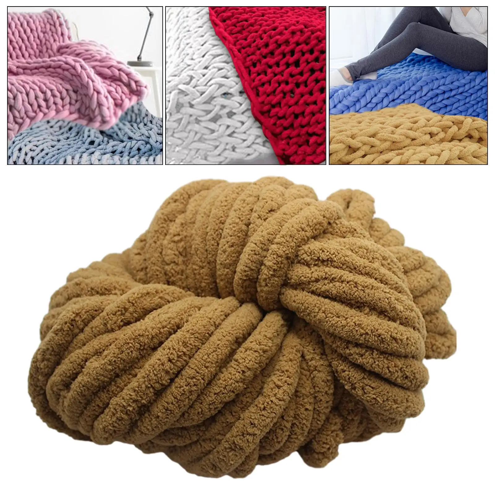 Chunky Chenille Yarn Super Bulky Yarn Plush Yarn Thick Yarn Acrylic for DIY Crafts Crocheting Hand Knitting Hat Blanket
