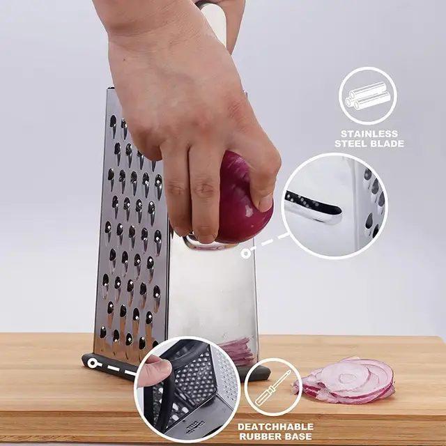 Box Grater with 4 Sides and Detachable Storage Container Stainless Steel  Potato Shredder Manual Cheese Shredder Handheld - AliExpress