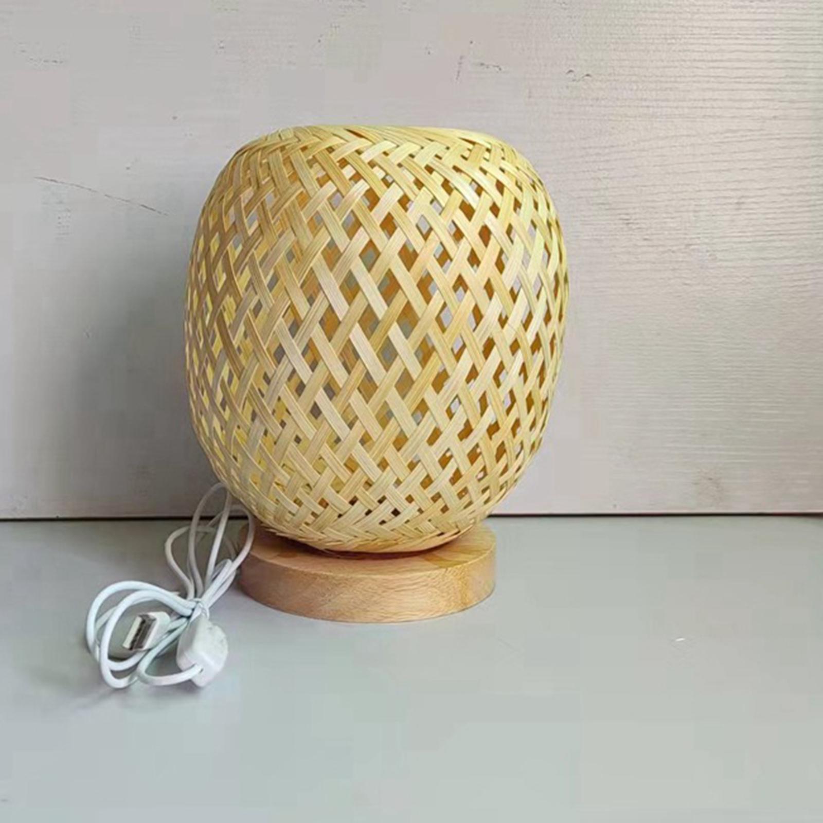 Unique Bamboo Table Lamps Bedroom Bedside Night Light Desk Lamp for Bedroom Cafe