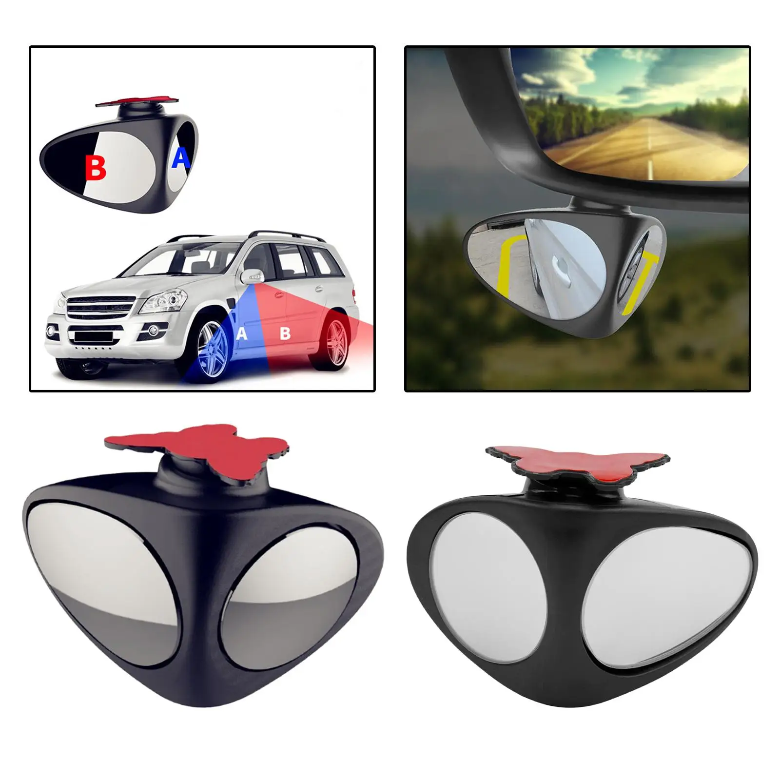Automibile 360 Degree Rotatable 2 Side Car Blind Spot Convex Mirror Car Exterior Rear View Parking Mirror